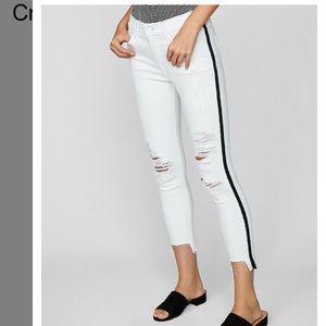 NWT Express Side Stripe Ripped Crop Jean Leggings